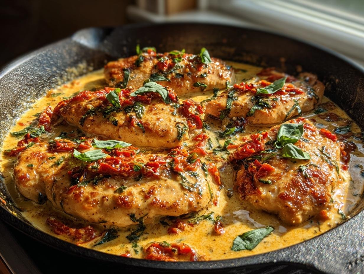 Irresistible Dump and Bake Creamy Sun-Dried Tomato Chicken Bake in 30 Minutes
