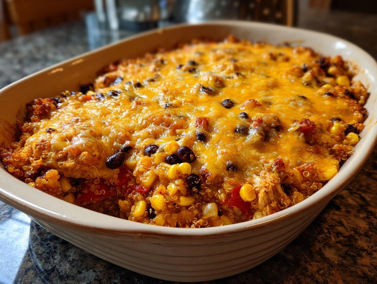 Dump and Bake Taco Chicken Quinoa Casserole: A 40-Minute Miracle