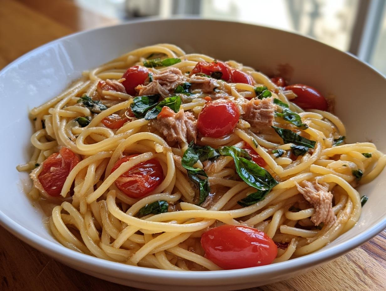 20-Minute Summer One Pot Tuna Tomato Basil Pasta Bliss